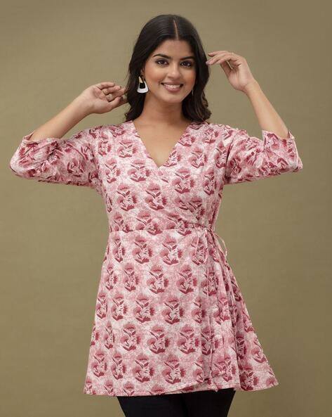 Clothing Culture Women Floral Print Angrakha Kurti