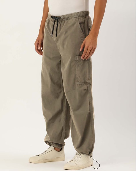 Buy Men's Olive Green Loose Comfort Fit Cargo Parachute Pants Online at  Bewakoof