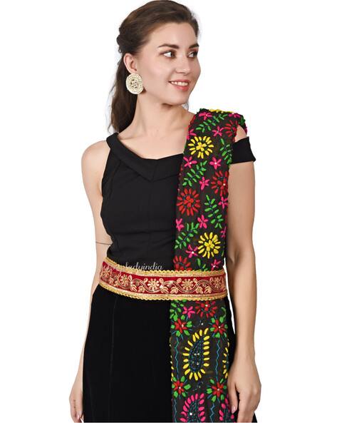 Proplady Women Embroidered Kamarband witth Scalloped Border