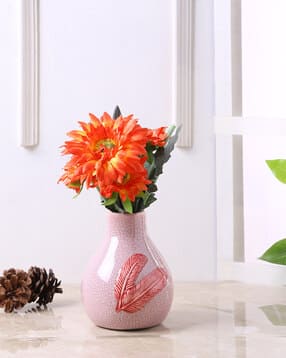 Vintage Vase with Feather Design