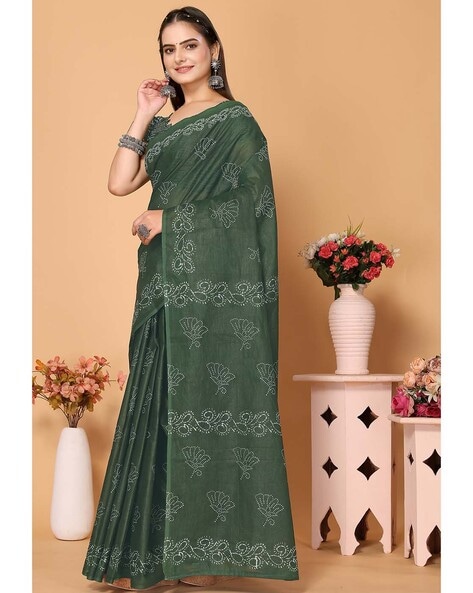 Georgeous Green Color Bandhani Saree