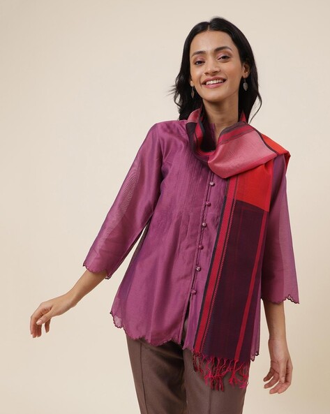 Women Printed Stole with Contrast Border Price in India
