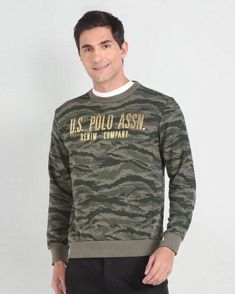 Men Camouflage Print Crew Neck Sweatshirt