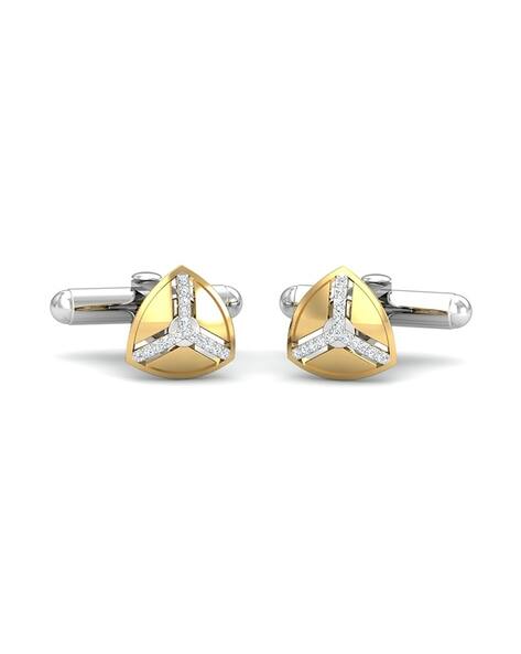 Yellow Gold Diamond Lee Triangular Cufflinks