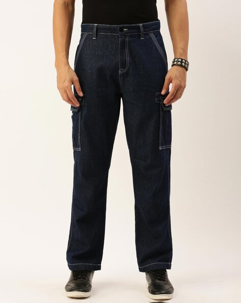 Blue Cargo Pocket Skinny Fit Denim B194 Streetwear Cargo Jeans |  Sneakerjeans