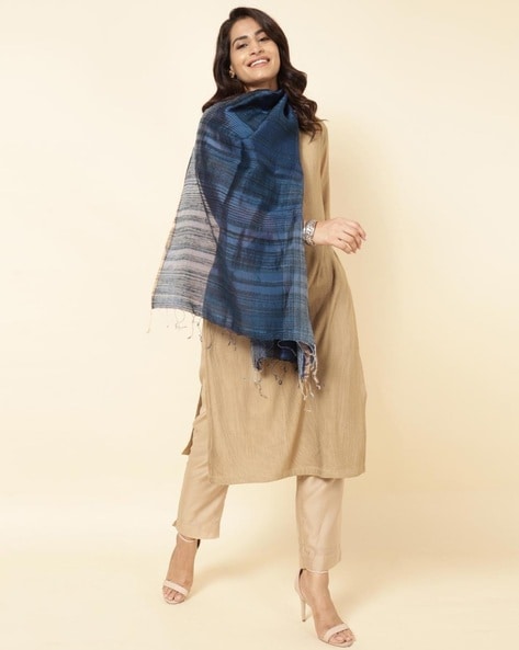 Women Woven Stole with Contrast Border Price in India