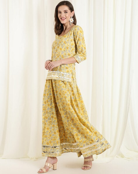 Mustard yellow cotton fabric punjabi kurti set - G3-WKU7208 | G3fashion.com  | Kurti designs, Women, Designer kurtis online