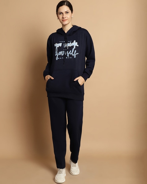 Buy BLUE PRINTED HOODIE & JOGGER SET for Women Online in India