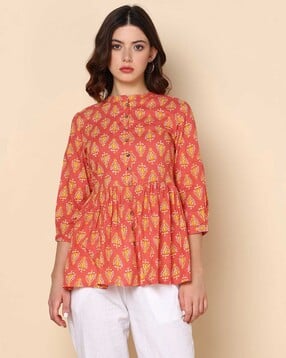 Women Leaf Print Relaxed Fit Top-image-36