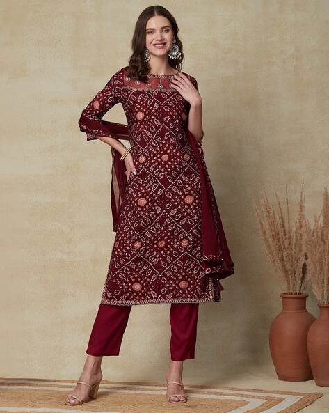 Maroon Kurta Suit Sets for Women by Fashor Online | Ajio.com