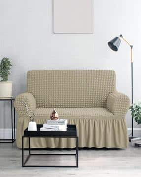 cortina eyelet curtain 3-Seater Bubble Sofa Couch Cover with Ruffle Skirt-picture-28
