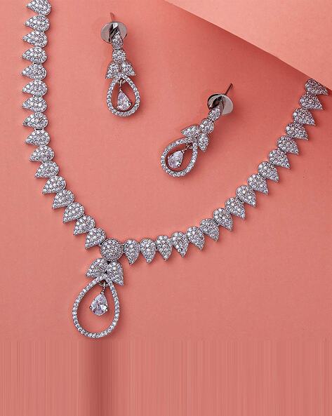 Necklace Earring Set 992 Silver Clear