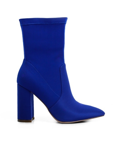 Blue block shop heel boots