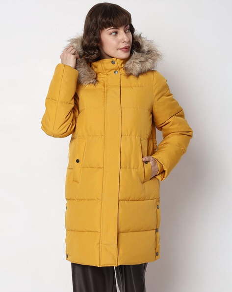 Womens mustard hot sale puffer coat