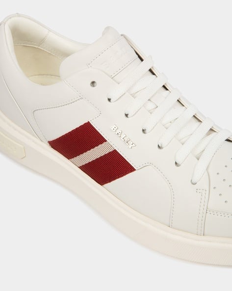 Leather Sneaker Red And White Bally Shoes Moony Leather Sneakers