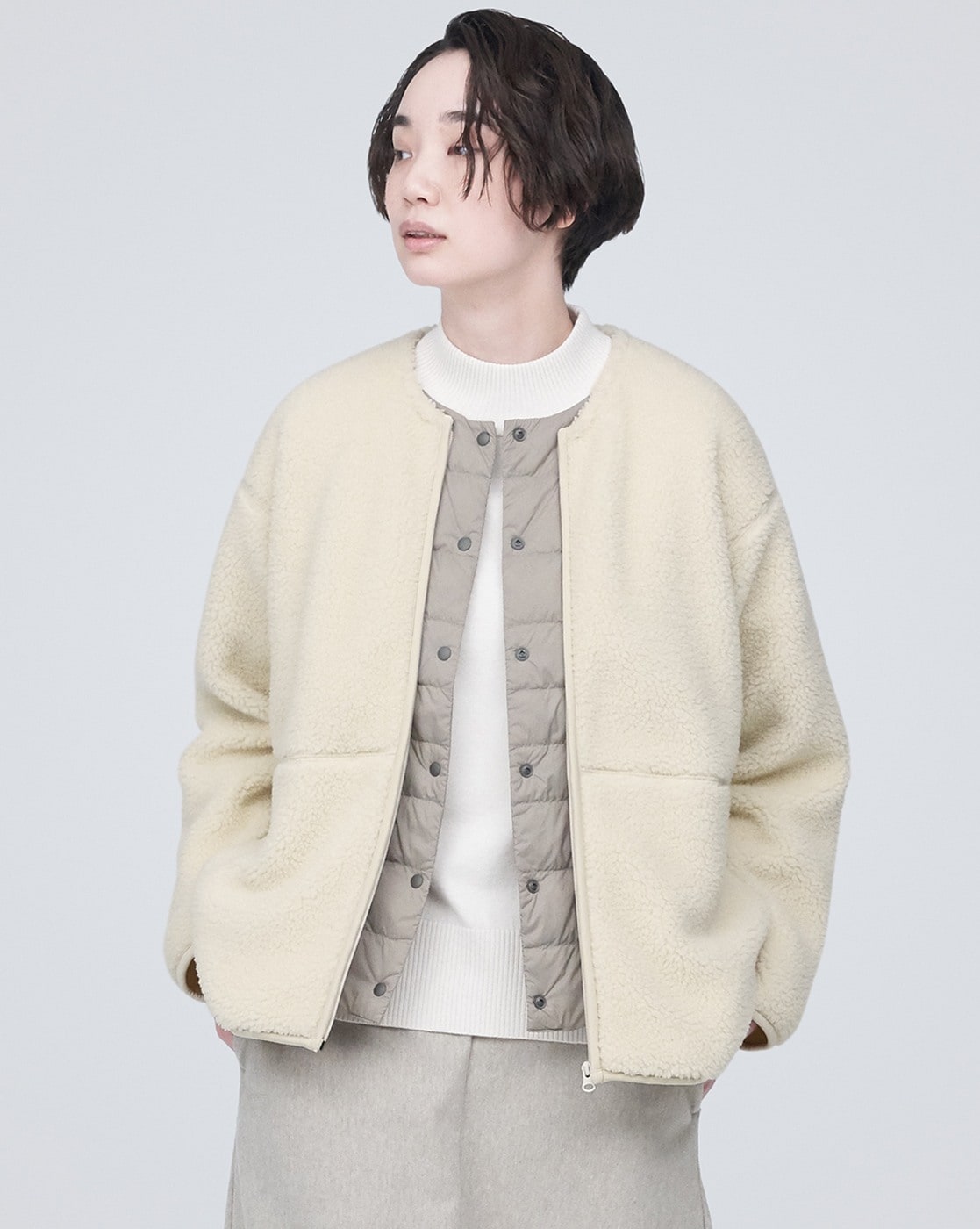Ivory Textured Fleece Zip Up Jacket – Magnolia Boutique