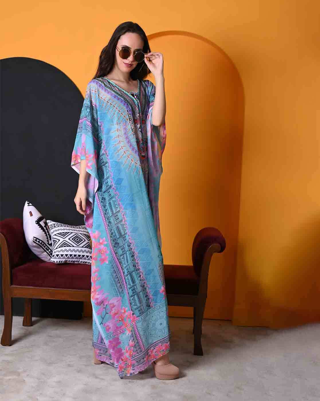 Kaftan Dress Playa Plus Size Kaftan Tunic Long Maxi Caftan Gown Nightdress  Beach Party Casual Dress Kimono Mujer Vestido Playa - Cover-ups - AliExpress