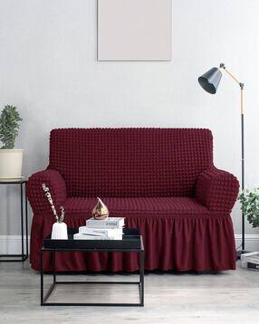 cortina eyelet curtain 3-Seater Bubble Sofa Couch Cover with Ruffle Skirt-picture-20