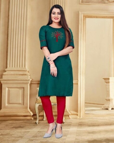 Queenley Kurtis- Buy Women's Ethnic Long Kurtis Online-l Navy Blue :  Amazon.in: Fashion