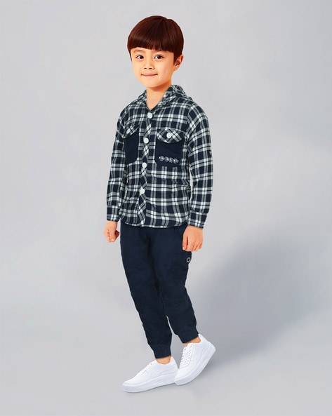 stylish boys cotton white check gold lining pant party wear.