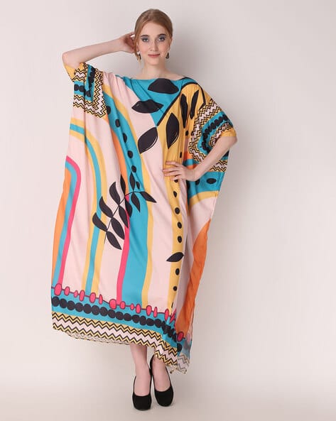 Women Striped Kaftan Dress - Main Image