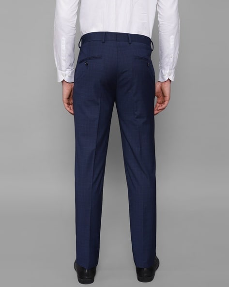 Petrol blue wool suit trousers with birdseye texture | Savile Row Co