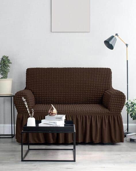 Cortina Eyelet Curtain 3-Seater Bubble Sofa Couch Cover with Ruffle Skirt