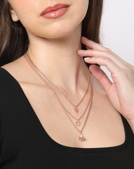 Buy Layered Necklace Rose Gold Delicate Double Chain Necklace Satellite  Chain Necklace Layered Necklace Silver Gold Ball Chain Necklace Online in  India - Etsy
