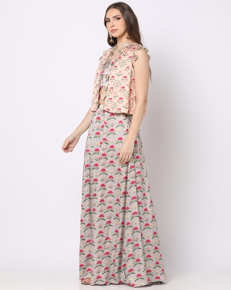 Aurelia Women Ethnic Top Skirt Ethnic Jacket Set - Buy Aurelia Women Ethnic Top  Skirt Ethnic Jacket Set Online at Best Prices in India | Flipkart.com