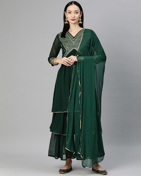 Buy Green Kurta Suit Sets for Women by Prebloom Online