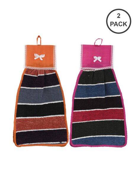 Set of Striped Hanging Washbasin Napkins x