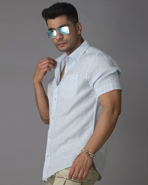 Men Slim Fit Shirt with Patch Pocket