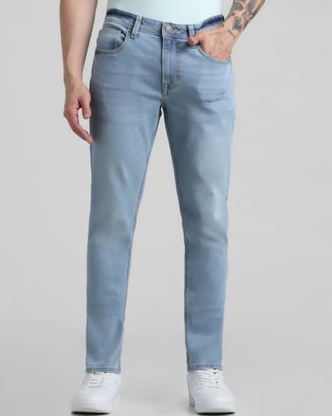 Jack & Jones Men Washed Straight Jeans with Insert Pockets