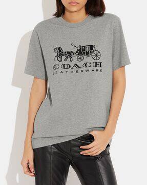 Buy Coach Horse And Carriage T-Shirt | Grey Color Women