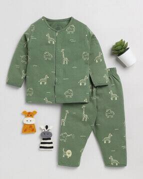 Girls Animal Print Shirt & Pyjama Set