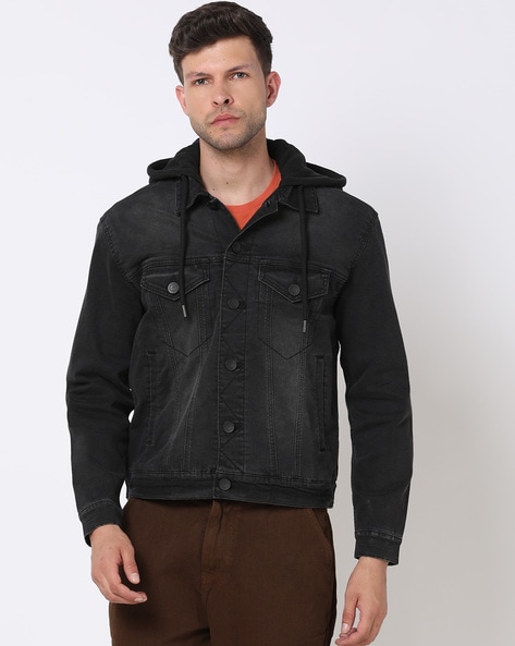 Black jean hotsell vest with hood