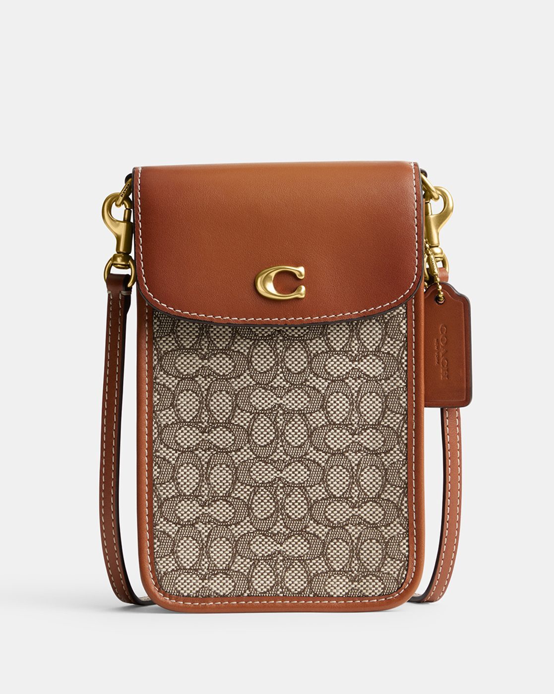 Coach Mira CC Signature Crescent Crossbody Bag, Tan at John Lewis & Partners