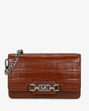 Michael Kors Leather Pouchette With Chain NWT