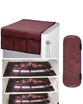 kuber industries Set of 5 Graphic Print Fridge Shelf Mats 11" x 7"-picture-30