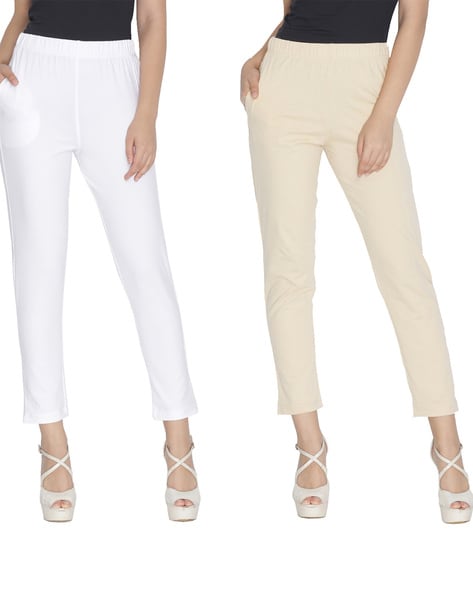 Buy Cream & White Leggings for Women by LYRA Online