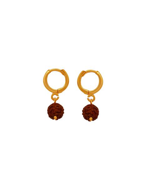 MAHI Men Gold-Plated Rudraksh Hoop Earrings