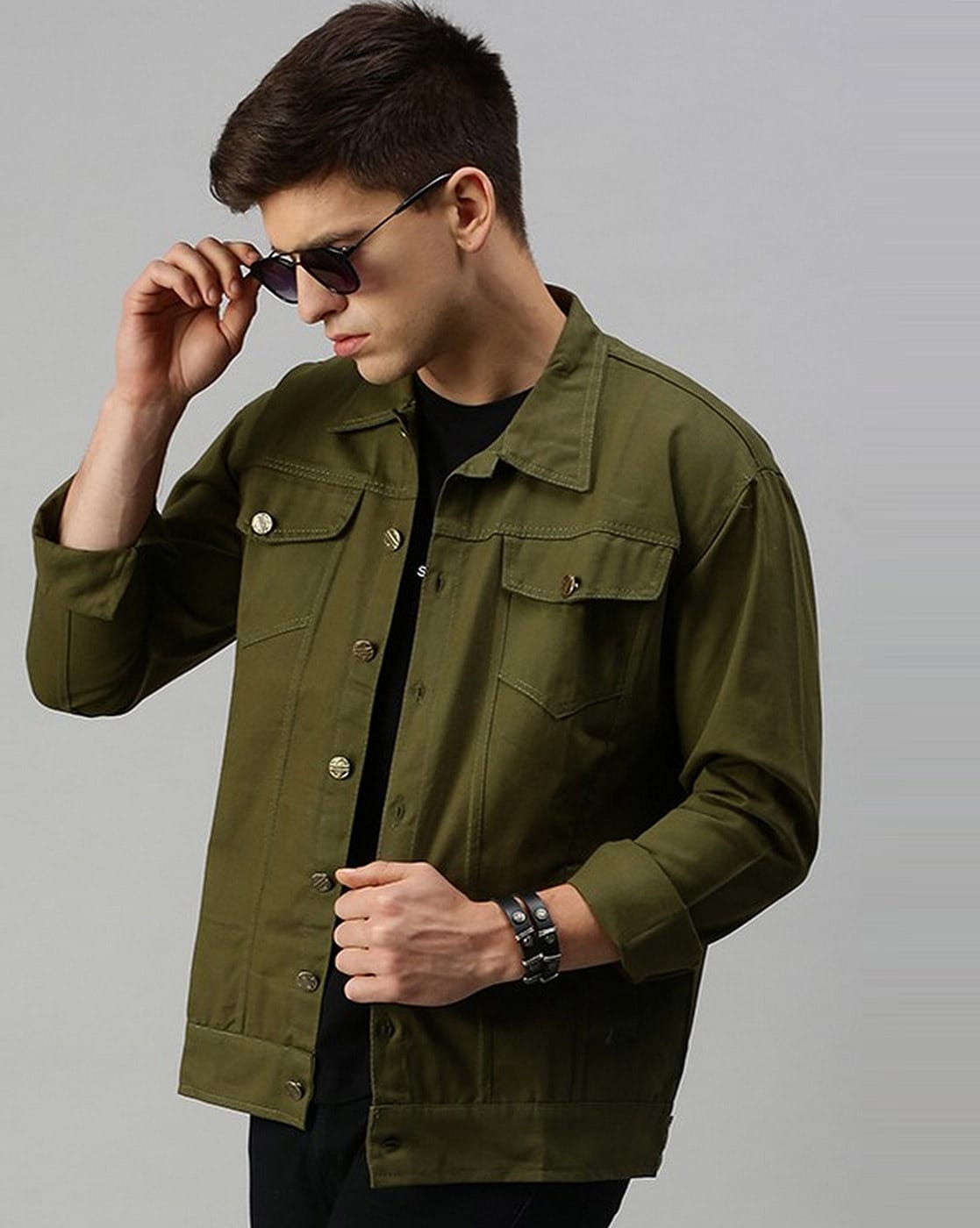 Buy Alberta Mens Khaki Green Denim Jacket – Blakely Clothing US