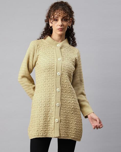 Women Button-Down Woolen Cardigan