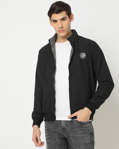 Men Zip Front Slim Fit Bomber Jacket