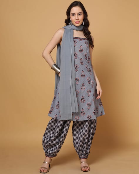 Ketch Women Floral Print A-Line Kurta with Pants & Dupatta