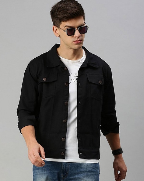 Black Long Sleeve T-Shirt with Denim Jacket Outfits For Men (8 ideas &  outfits) | Lookastic