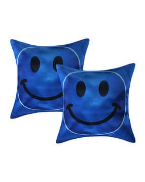 kuber industries Set of 2 Smiley Design Cushion Covers 16" x 16"-picture-16