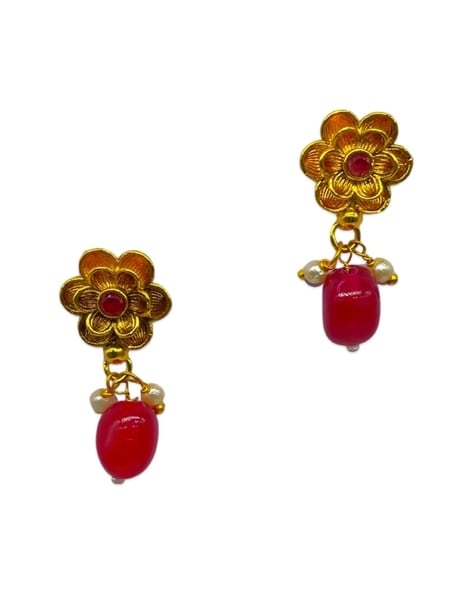 MAHIMAFASIONS Gold plated red avala j stud