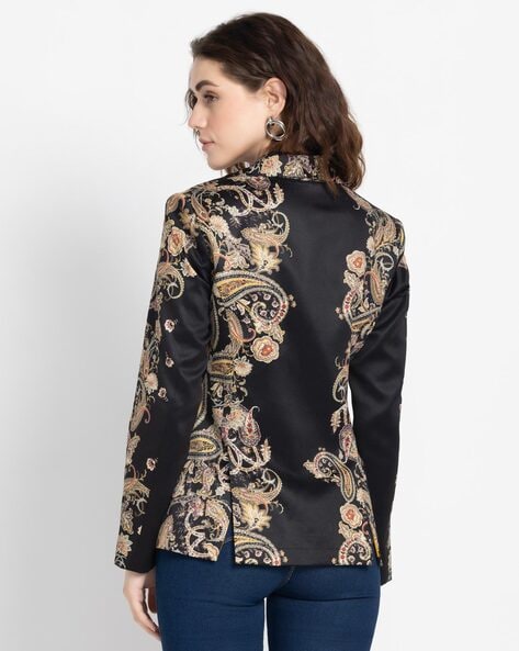 Black paisley online blazer