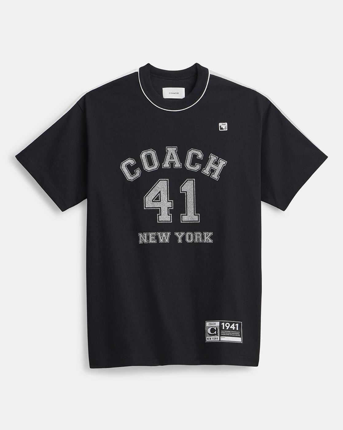 Buy Coach Embellished Varsity T-Shirt | Black Color Women